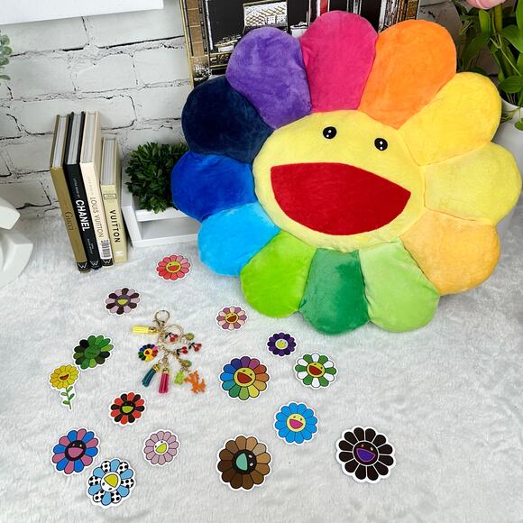 Murakami looking pillow, stickers and handmade bag charm keychain ALL NEW - Picture 1 of 9